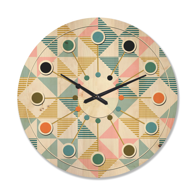 Horloge murale en bois Diamond Retro II - Mid-Century, Très grand
