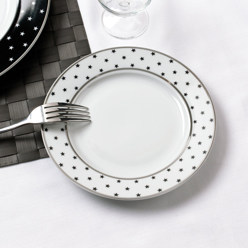 Piece Porcelain China Dinnerware Set - Service for 4, Black