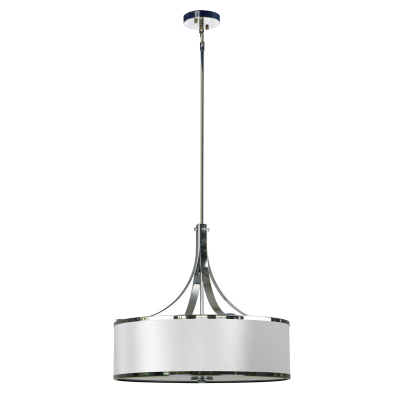 Lustre tambour 4 lumières à abat-jour, Blanc immaculé