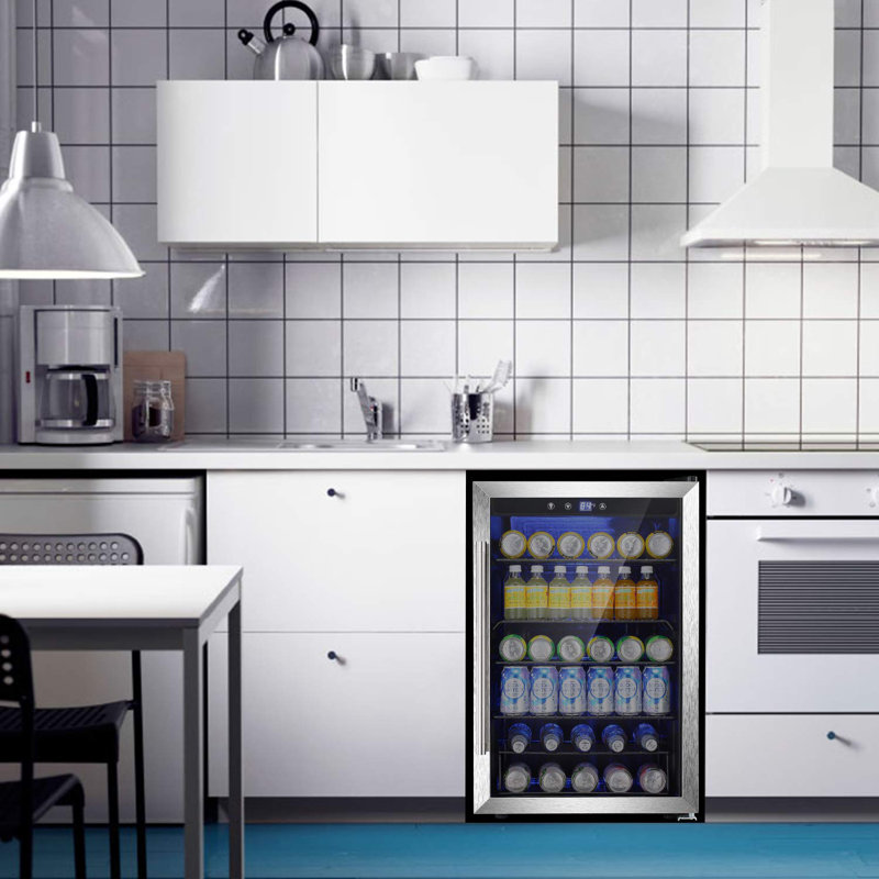 Réfrigérateur à boissons de 4,4 pi³, mini-réfrigérateur pouvant contenir 37 bouteilles ou 145 canettes, commande tactile, 32-61 ℉, silencieux <38dB, lumière DEL