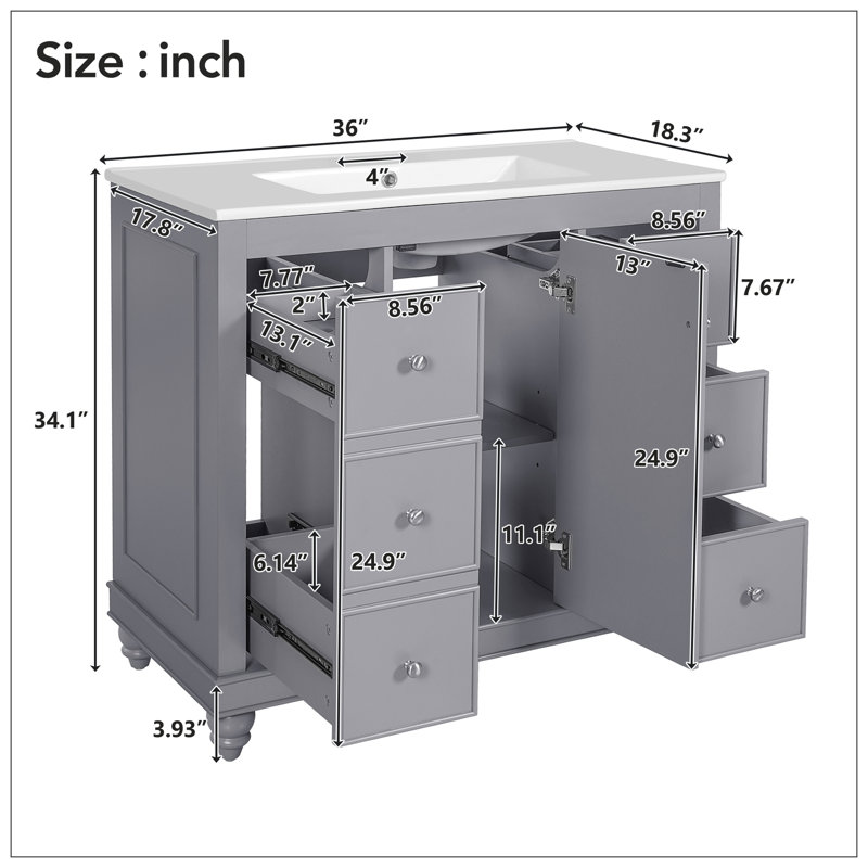 Meuble-lavabo pour salle de bain, Gris