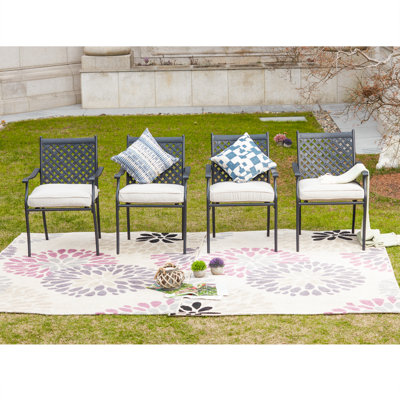Rusi Patio Dining Armchair with Cushion (4-Pack)