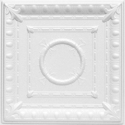 Tuile de plafond en polystyrène à collage romane 1,6 pi x 1,6 pi Romanesque Wreath