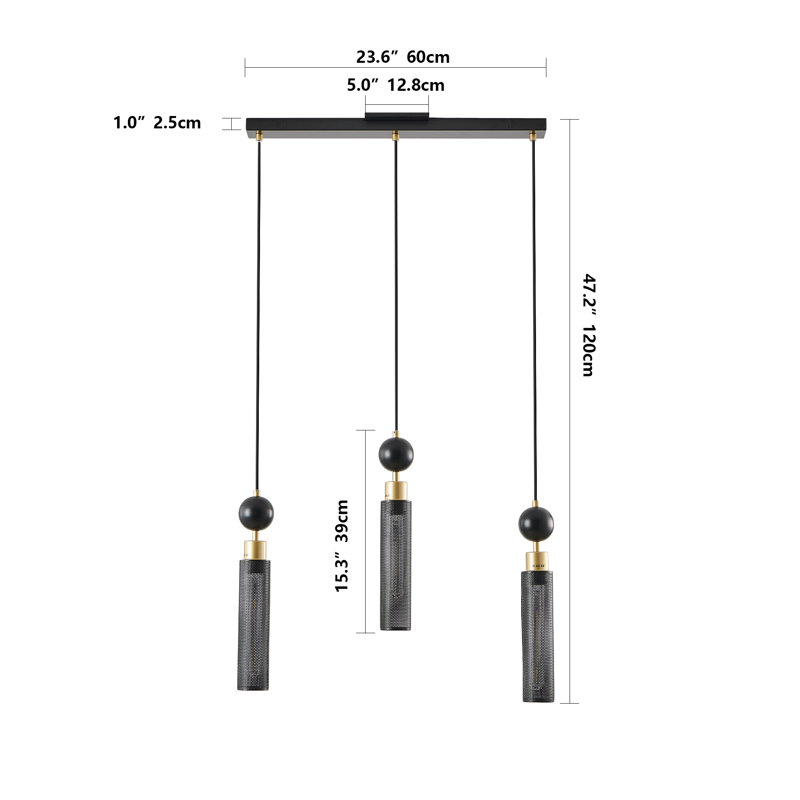Luminaire suspendu en fer 3 lumières