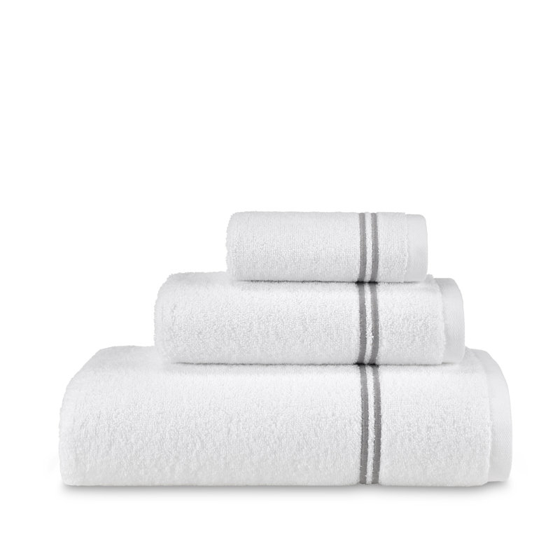 Glendell 3 Piece Turkish Cotton Towel Set, White/Stone
