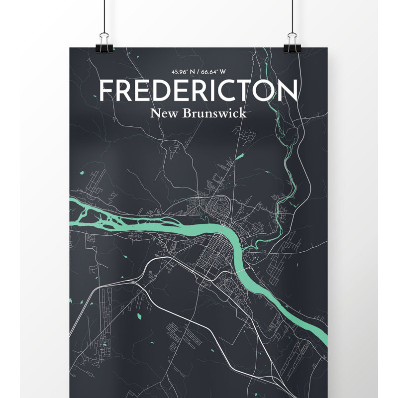 Fredericton City Map - No Frame Print, 43cm H x 28cm W