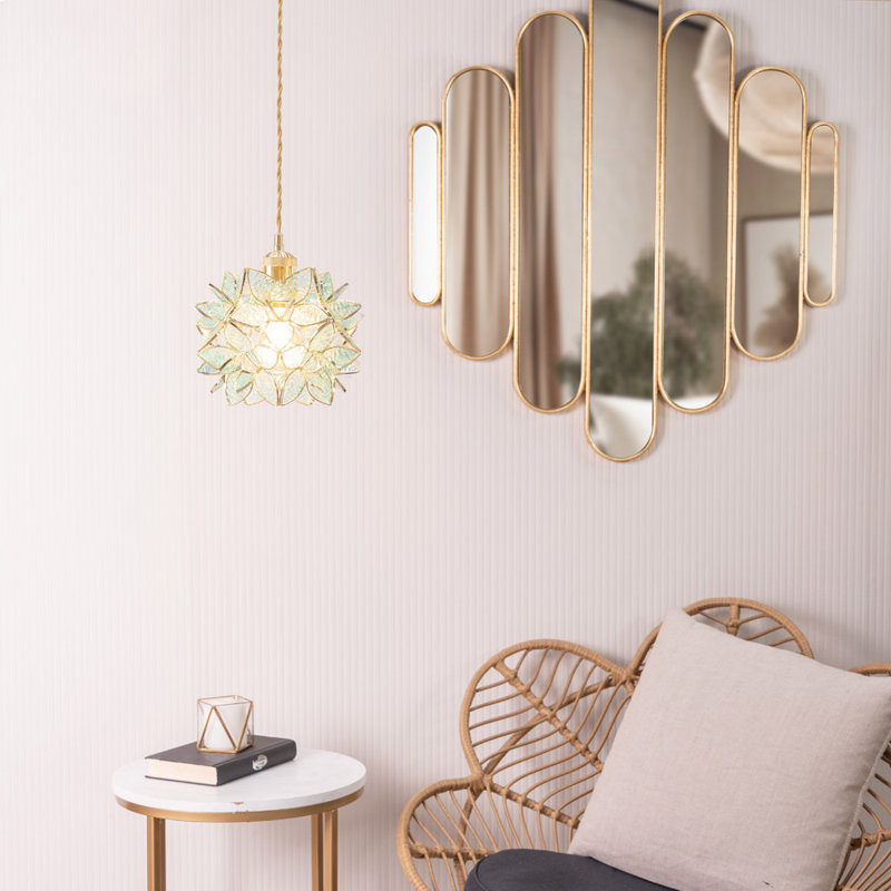 17cm H Glass Round Pendant Shade, Blue