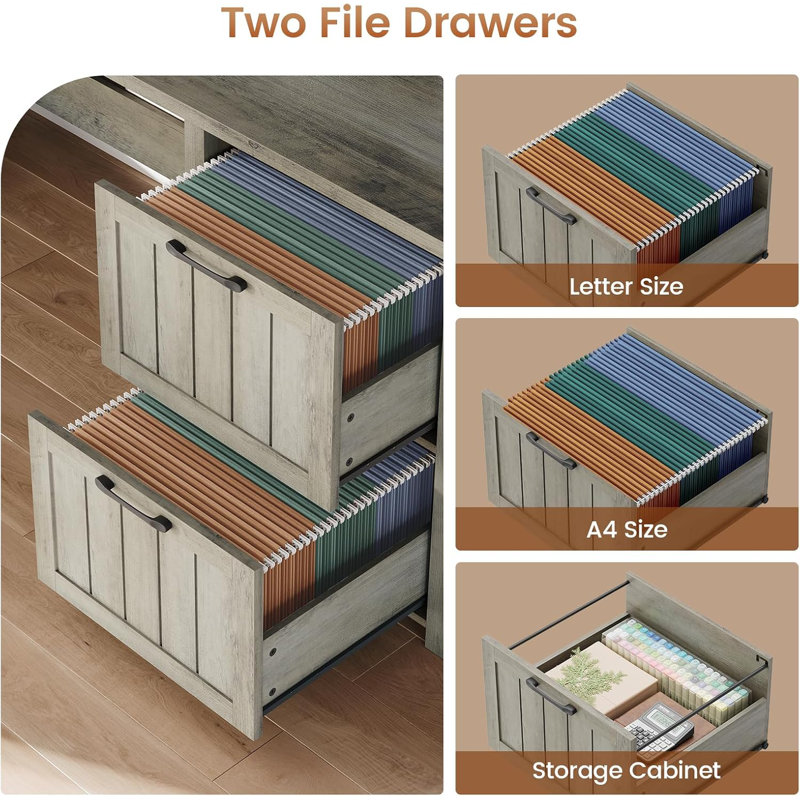Farmhouse L Shaped Desk with 3 Drawers & Storage