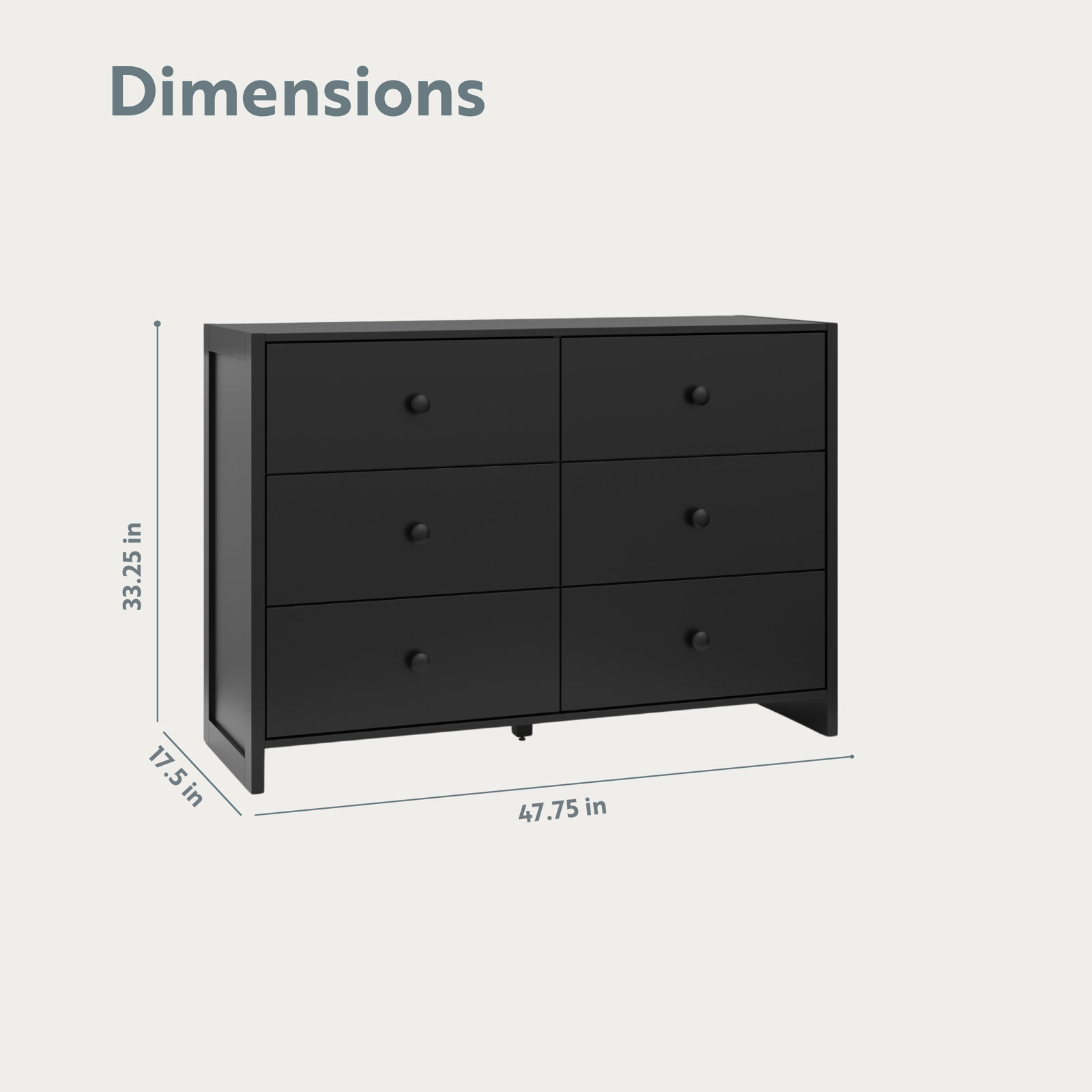 Storkcraft Calabasas 6 Drawer Double Dresser, Black