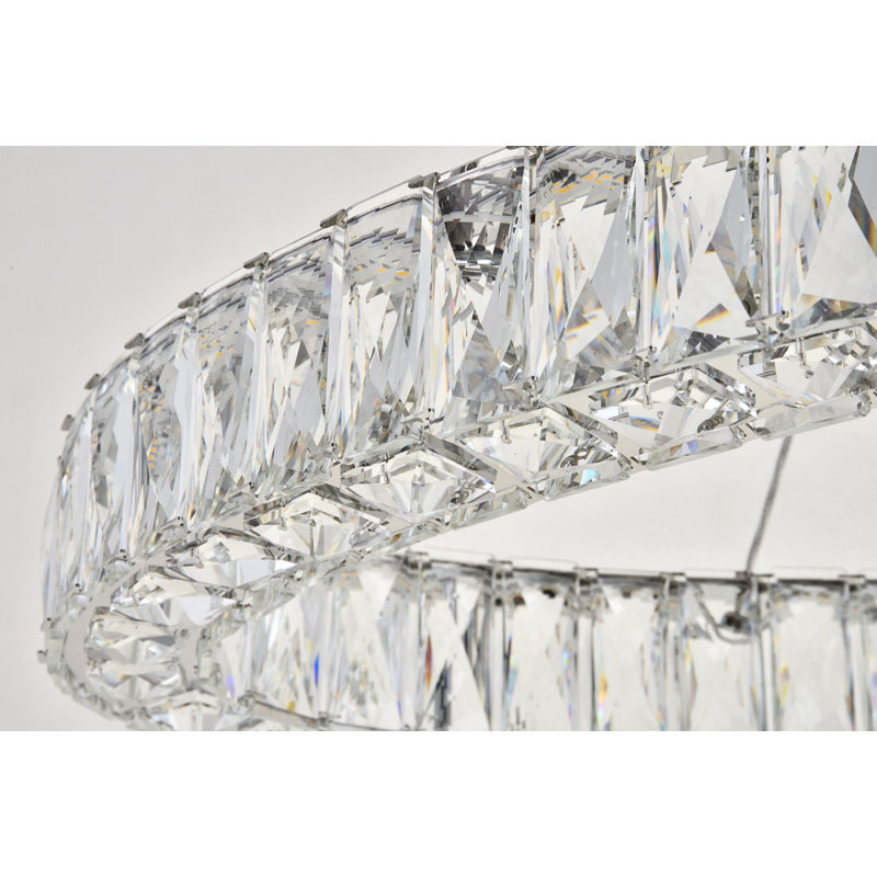 Lustre ovale en cristal 2 lumières Steveson, Chrome, H 12 po x l 48 po x P 18,1 po