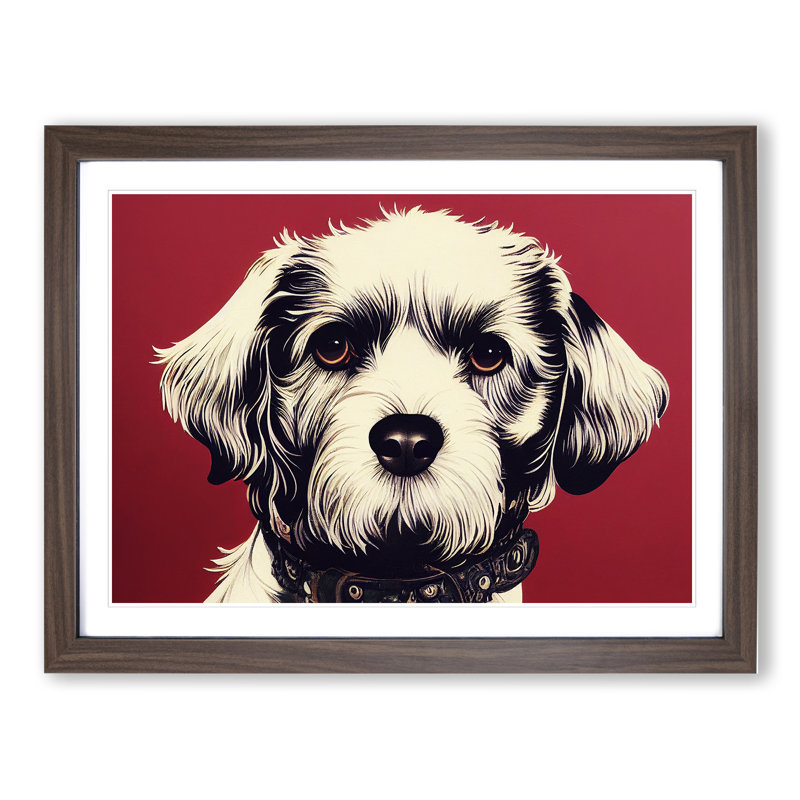 Dog Vol.7 - Single Picture Frame Painting, 25cm H x 34cm W x 2cm D, Walnut