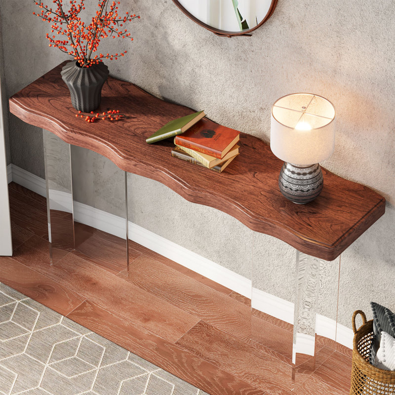 Surikova 47.24'' Modern Acrylic Console Table, Dark Brown