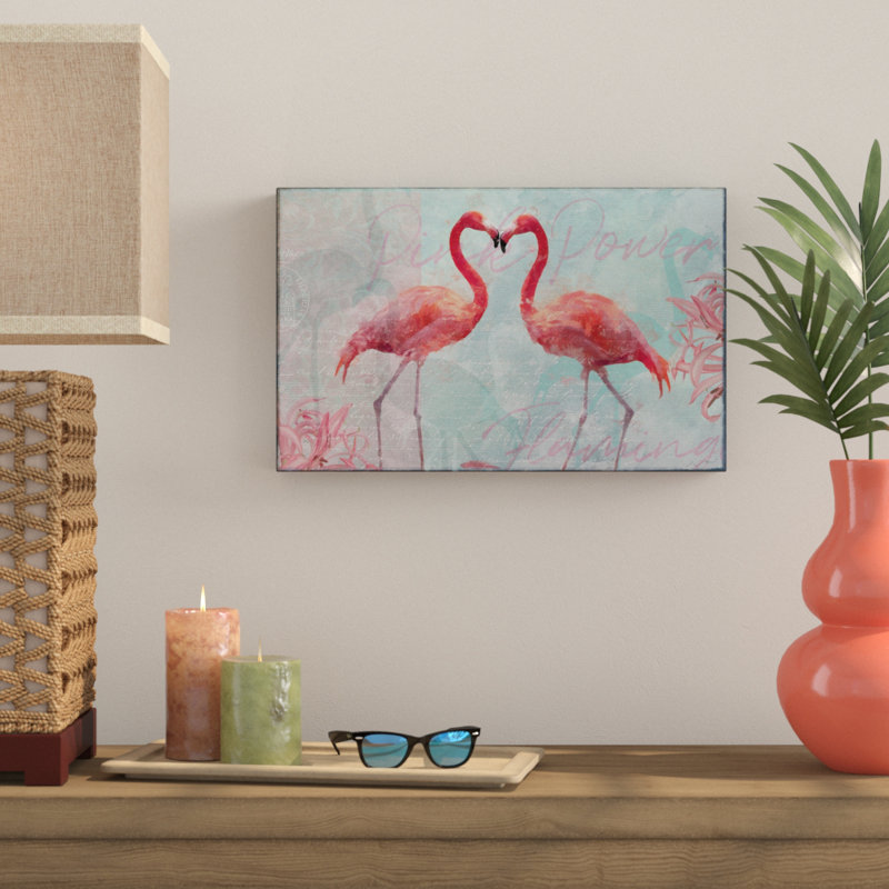 «Flamingo Power» par Cora Niele, impression sur toile tendue, H 22 po x l 32 po