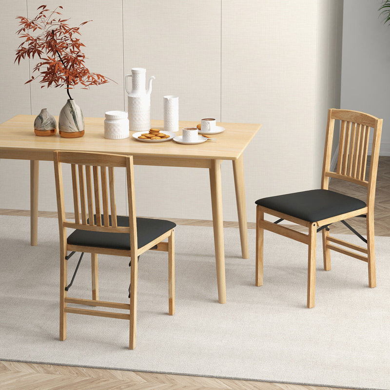 48cm H Solid Wood Folding Side Chair in Black