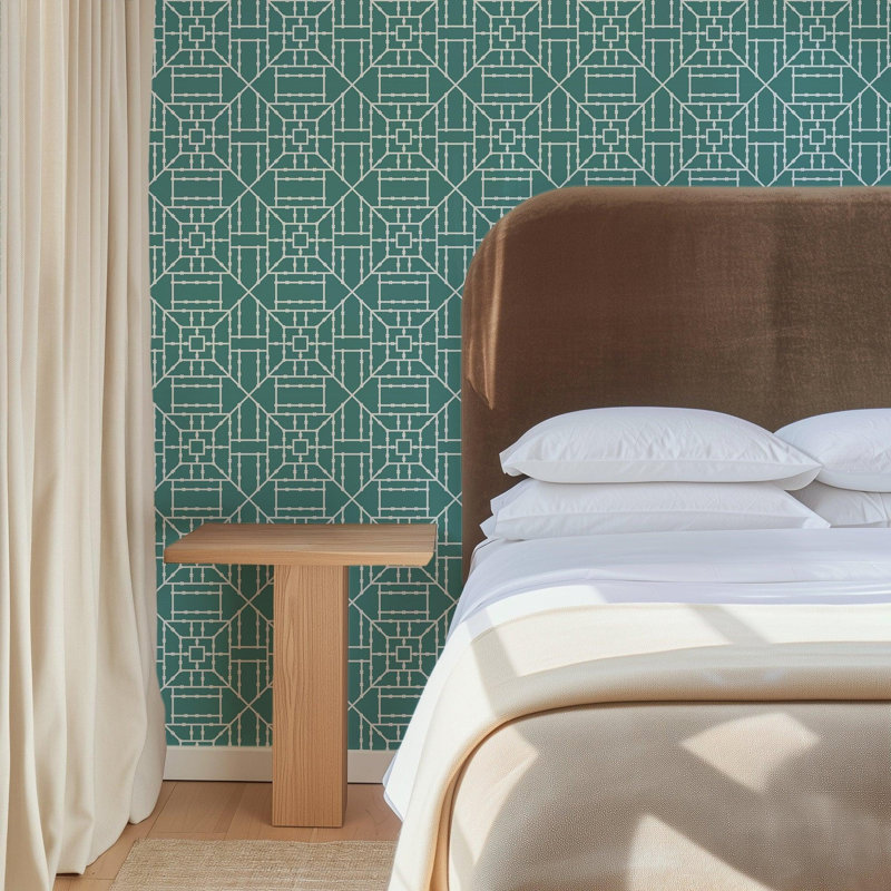Rouleau de papier peint en bambou L 10 pi x l 24 po The Blush Label, Sarcelle, Faux Grasscloth