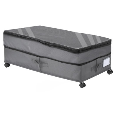 Retractable Under-Bed Storage Organizer With Wheels Gray