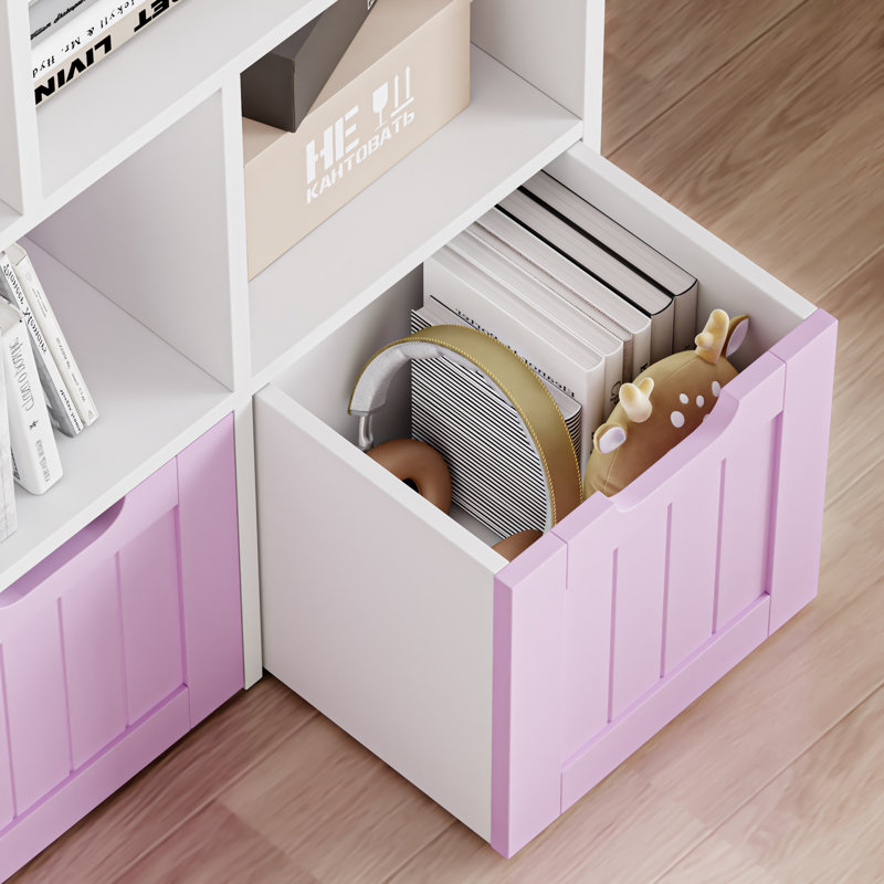 Kalb 39.4"W x 35.4'' H Toy Box and Organizer, Pinkish Purple/White