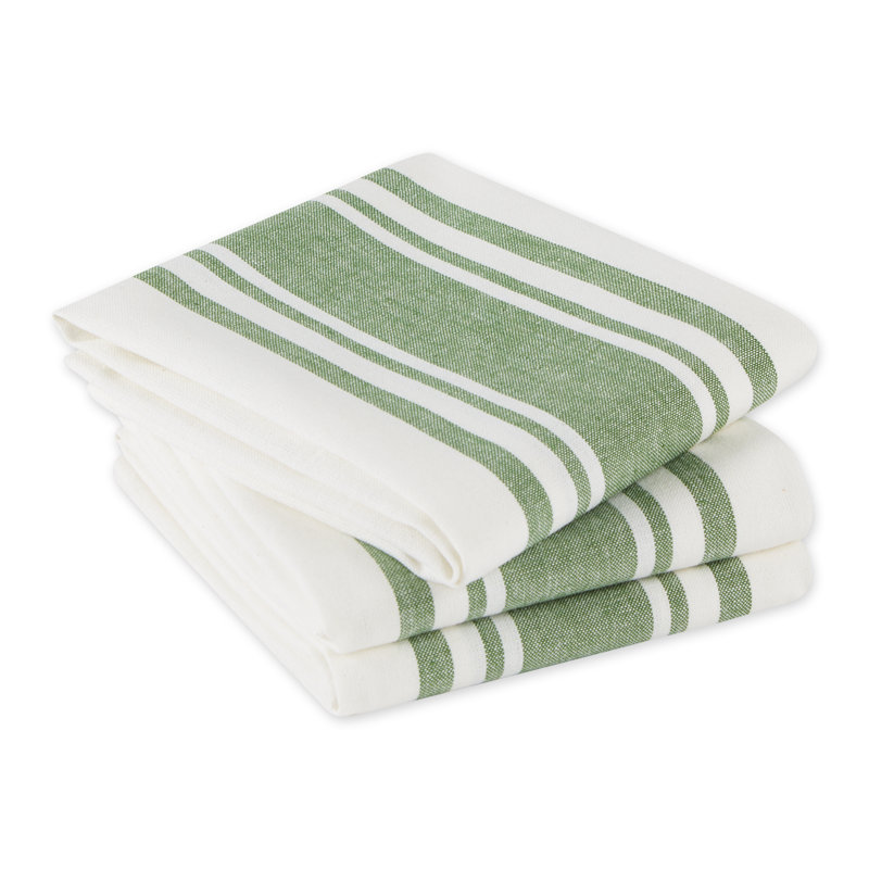 Ensemble de linge à vaisselle, Vert / blanc
