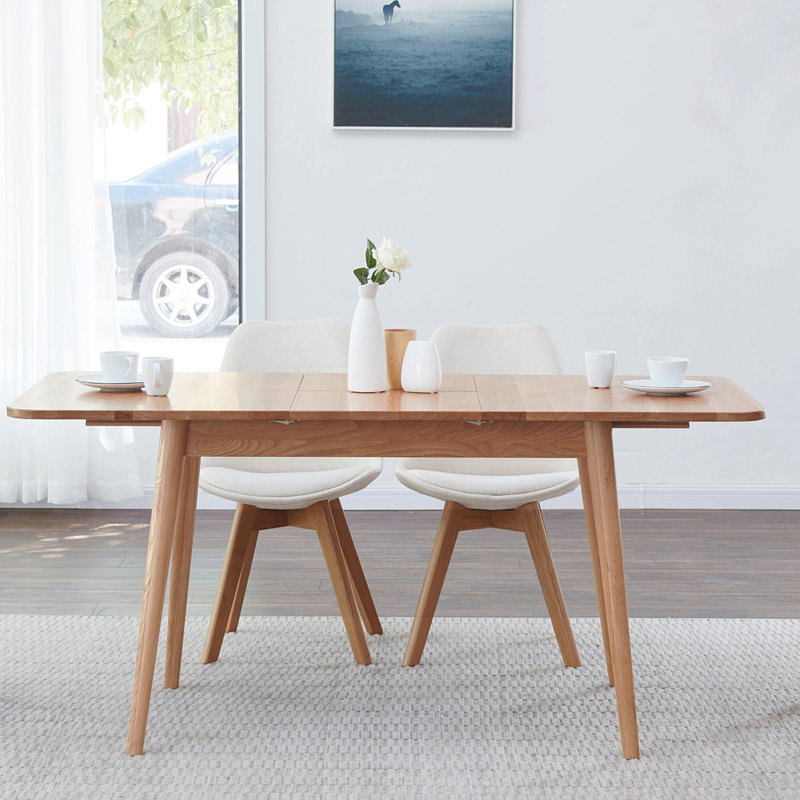 Table de salle à manger de coin en chêne naturel naturel 1,2-1,6 m télescopique 6 à 8 personnes