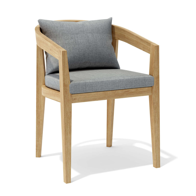 Outdoor 13 - Piece Teak Dining Set with Cushions, Light Gray
