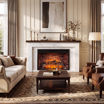 Gracie Oaks 68.7 " W Recessed Wall Mounted Electric Fireplace with BTU 5118