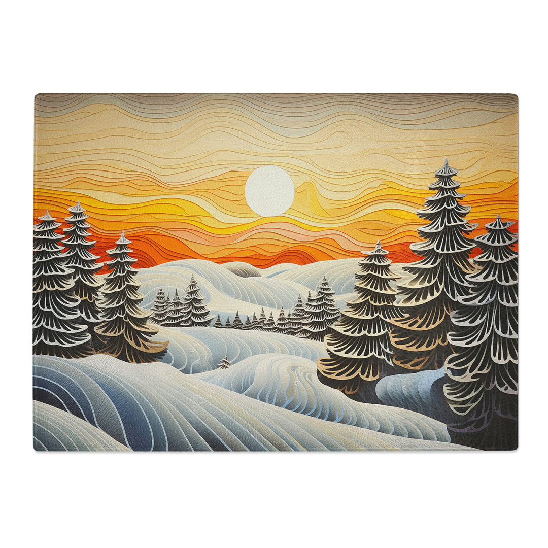 Winter Forest Landscape Op Art  Glass Chopping Board