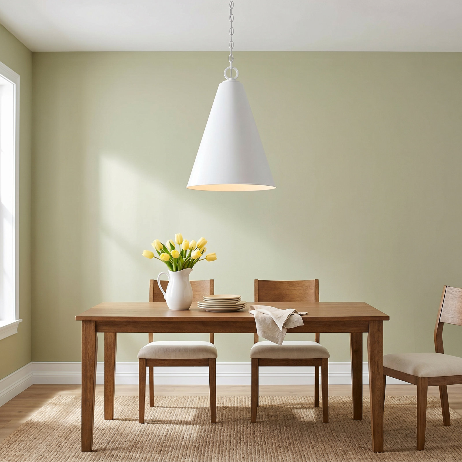 Grenadine Single Light Metal Dimmable Pendant, White