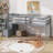 Twin Wooden Low Loft Beds With Two Step Stairs Storage-1922592595