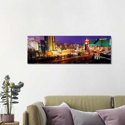 High Angle View of a City, Las Vegas, Nevada, USA 1 Piece Wrapped Canvas Panoramic Wall Art