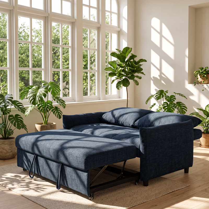 Upholstered 57.48 " Linen Sofa Bed