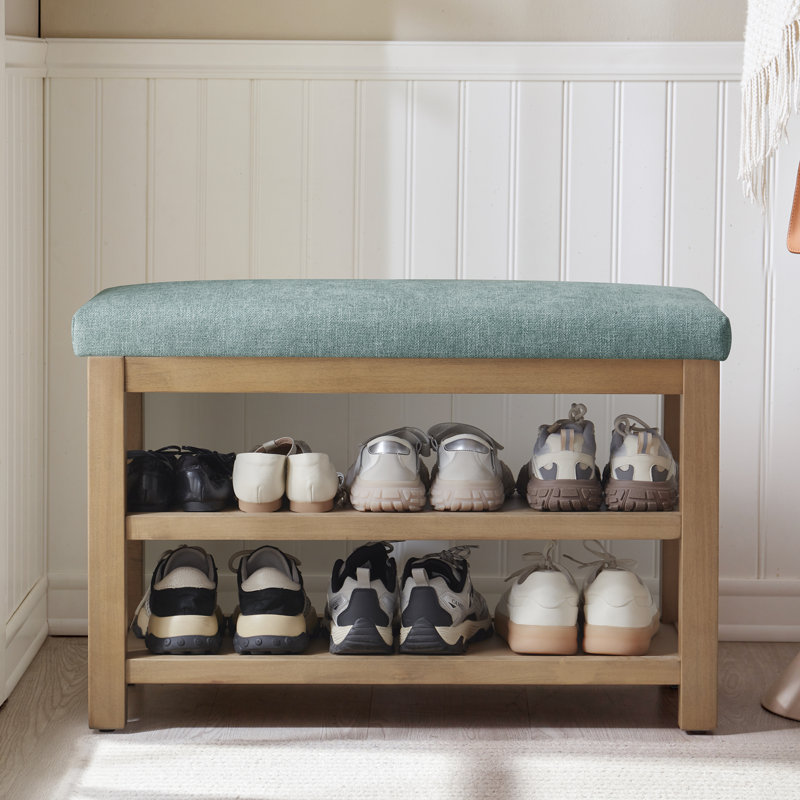 Banc de rangement pour chaussures rembourré Hahnville, Sarcelle, H 21,3 po x l 31,5 po x P 13,8 po