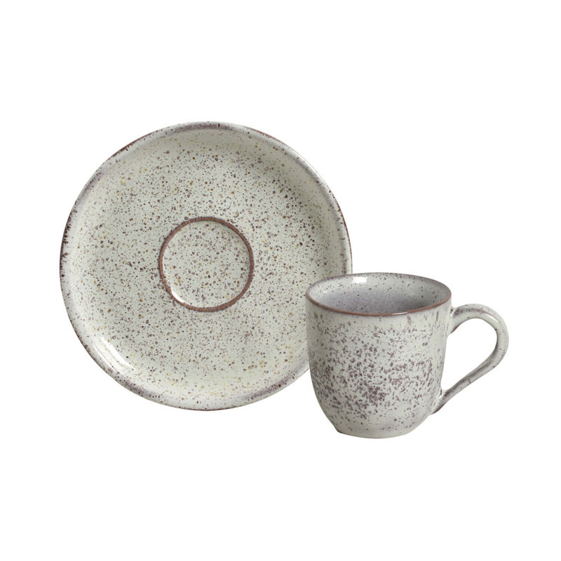 Tasse à café et soucoupe espresso Pistache 4,1 oz en grès céramique - Va au micro-ondes, au four et au lave-vaisselle, par Porto Brasil