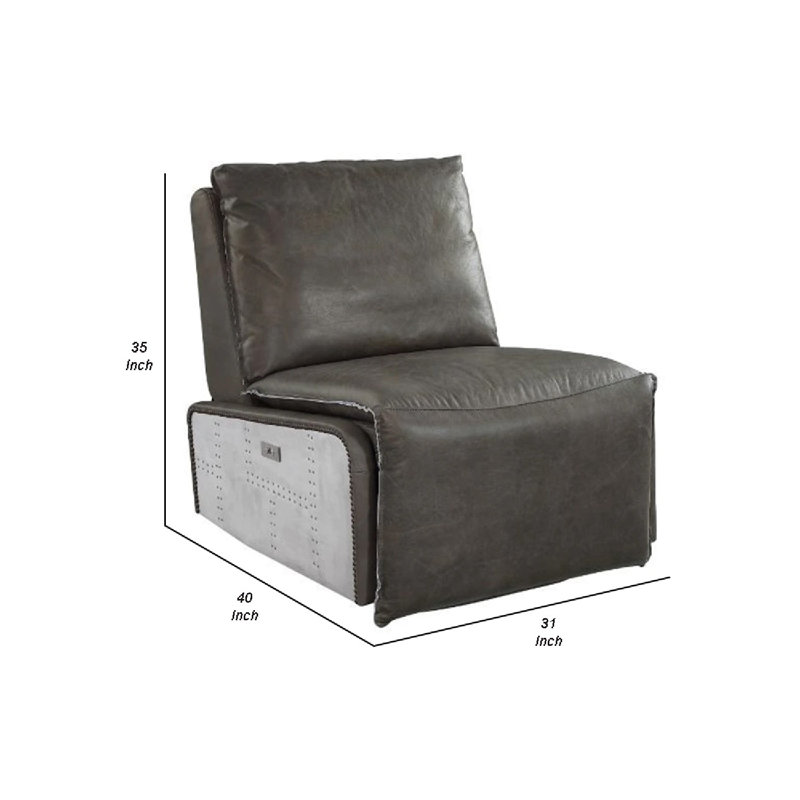Power Recliner With Leather Upholstery And Padded Seating