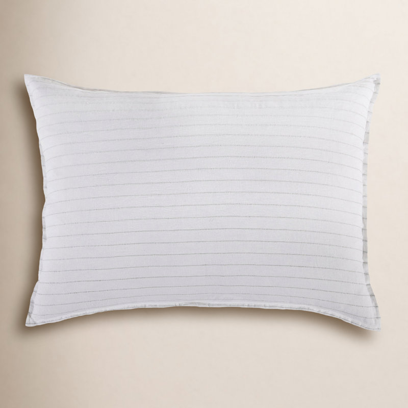 Blake Linen Shams, King, White/Ocean