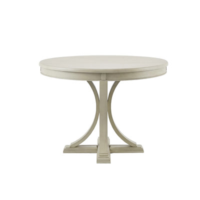 Table de salle à manger ronde de 44 po, crème antique, plateau en placage de bois massif, pieds, sièges 4-6, ensemble d'assemblage requis en finition et placage