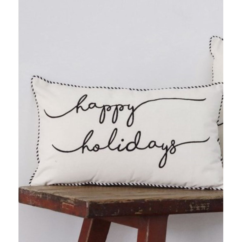 Coussin brodé Christmas Happy Holiday