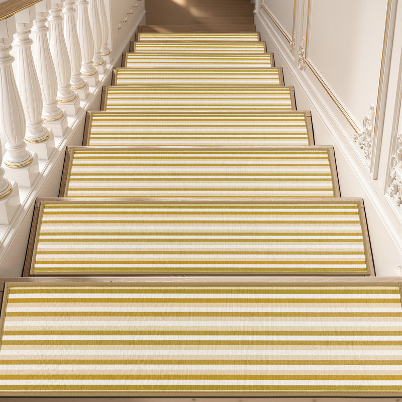 Tapis d'escalier antidérapant, Rayures beiges
