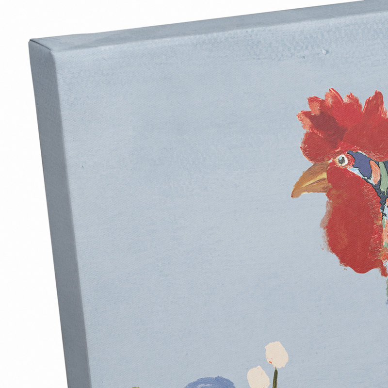 Impression de coq floral, H 12 po x l 18 po