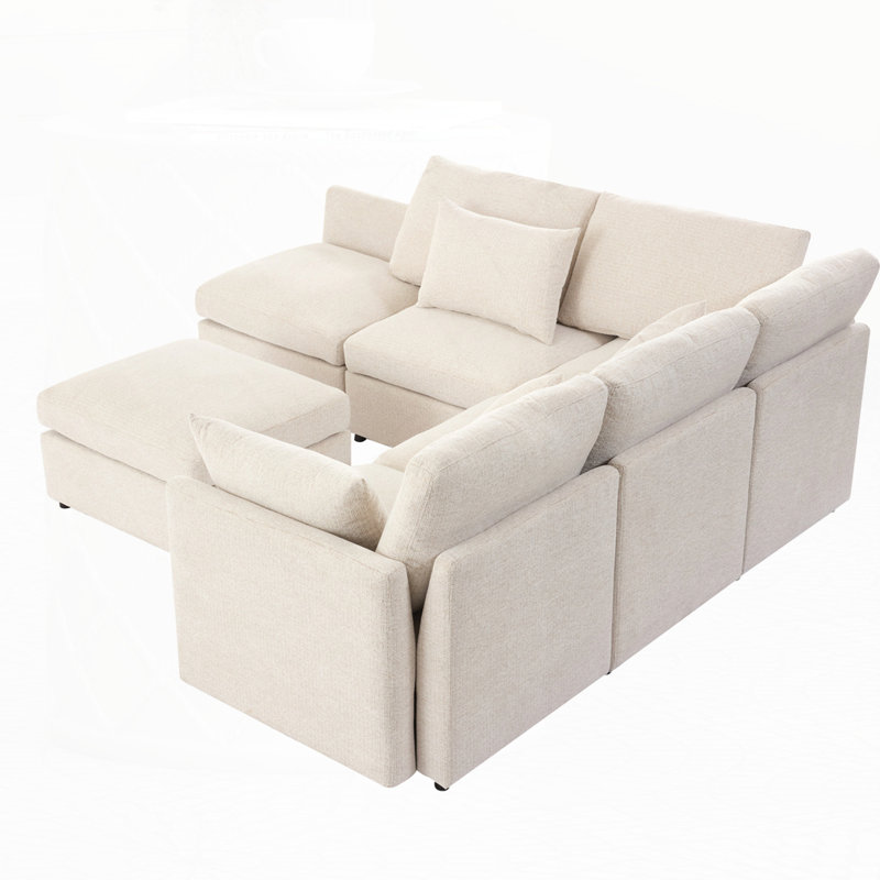 Sectional Sofa Modular Sofa U-shaped Sofa Couch, Beige