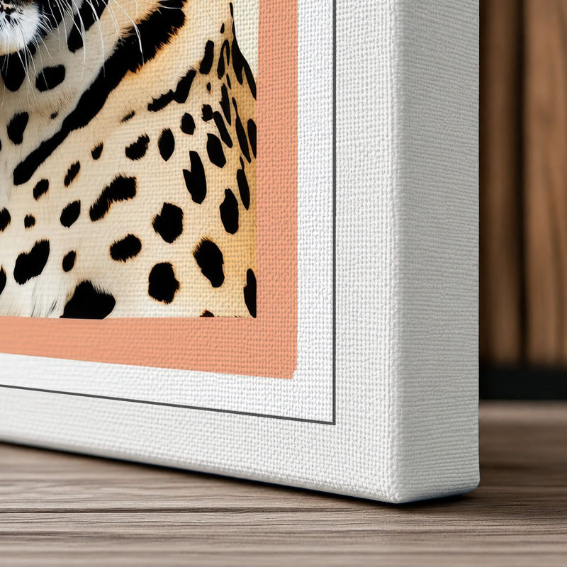Leopard's Steady Gaze Modern - Wrapped Canvas, 36x24 - 91.4 x 61.0 cm, White Border