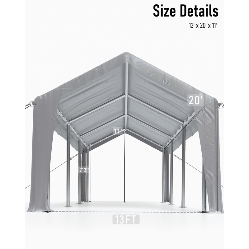 Garage l 13 pi x P 20 pi, Gris