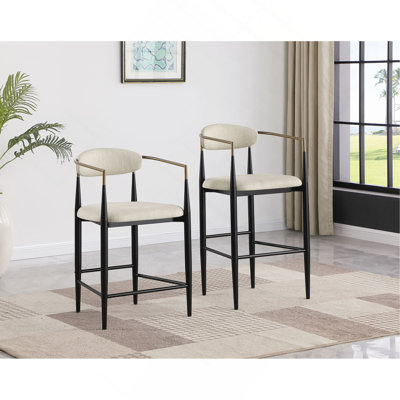 Chaise de comptoir rembourrée en tissu (ensemble de 2)