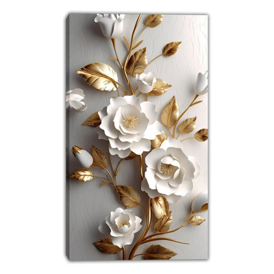 Golden Bloom Harmony Wrapped Canvas Wall Art