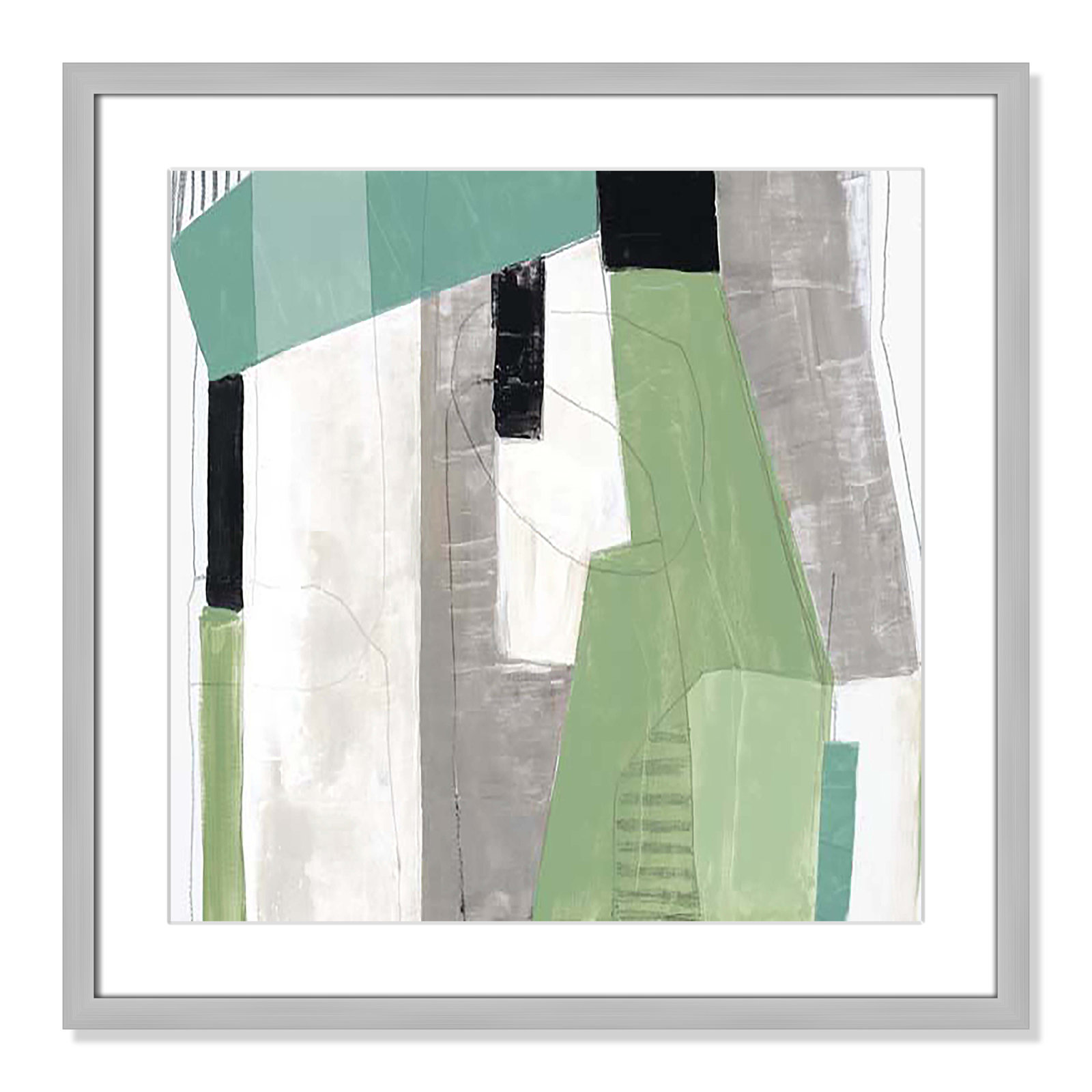 Evergreen Essence I Print, 23.5" H x 23.5" W x 1.25" D, Silver Box Framed