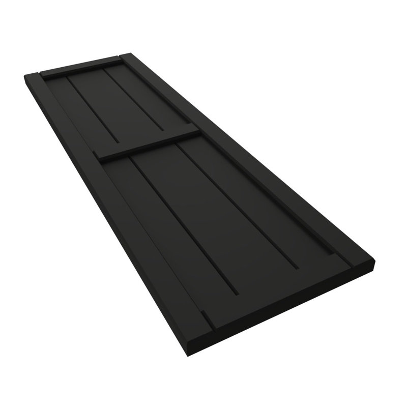 True Fit PVC, Framed Board-n-Batten Shutters, Black, 16.125", 63"