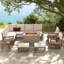 Evart 10-Person Outdoor Wicker Patio Set with Fire Pit Table & Swivel Chairs