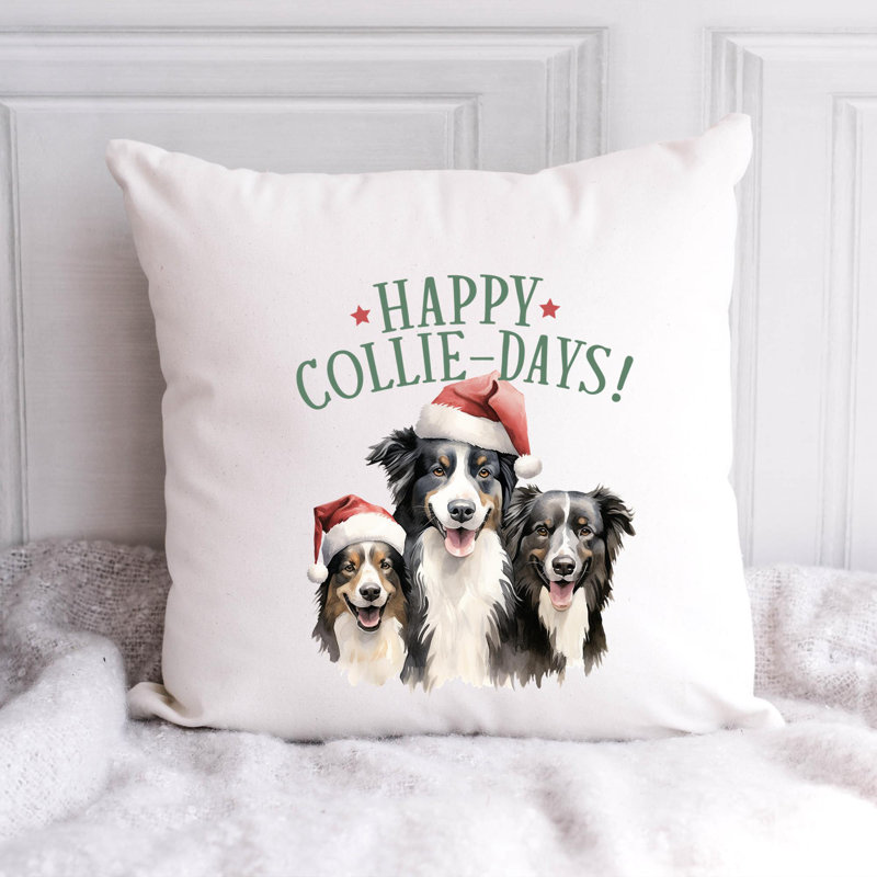 04_collie Polyester/Polyester Blend Reversible Throw Pillow, 14" x 14"