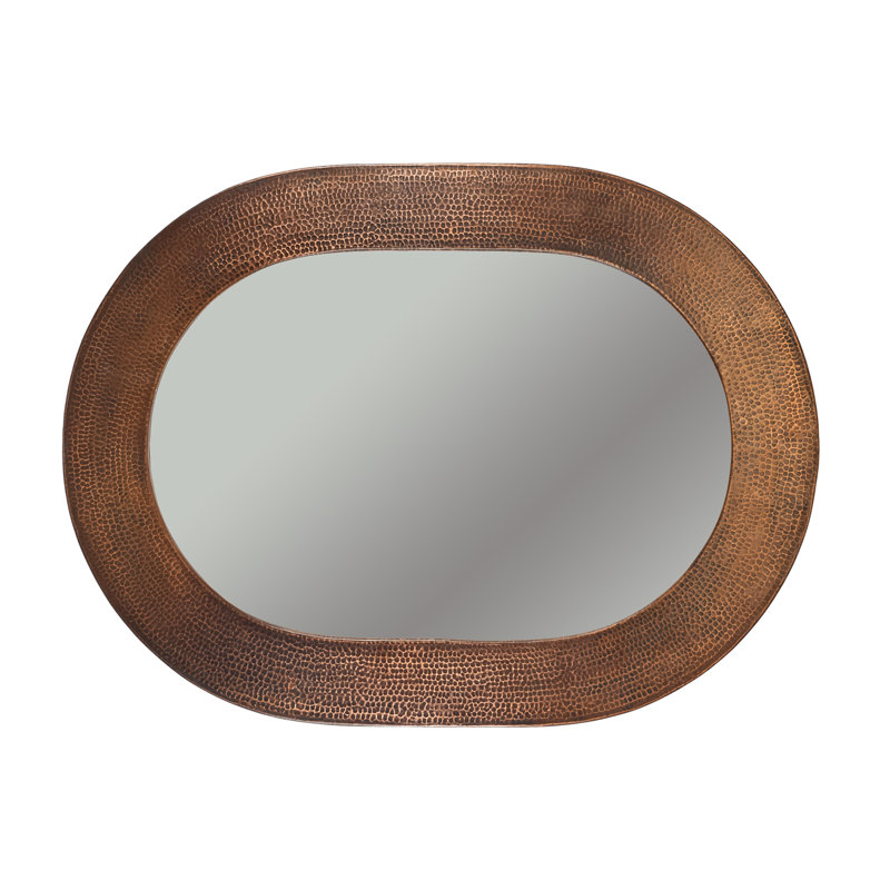 35" Oval Hammered Copper Mirror