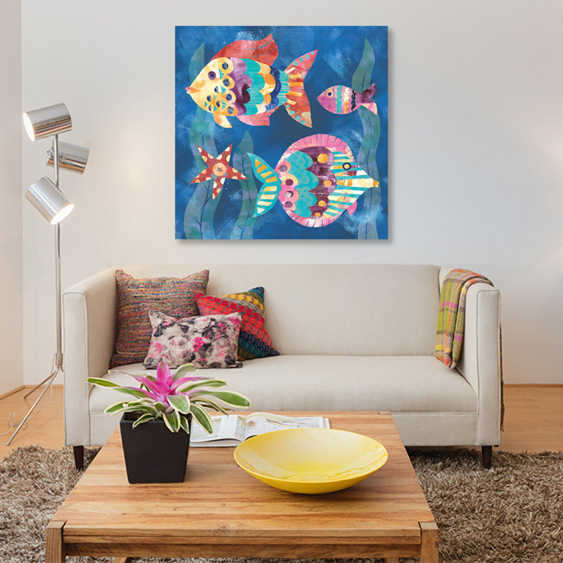 «Boho Reef Fish II» par Wild Apple Portfolio, reproduction d'art sur toile, H 12 po x l 12 po x P 1,5 po, Toile tendue