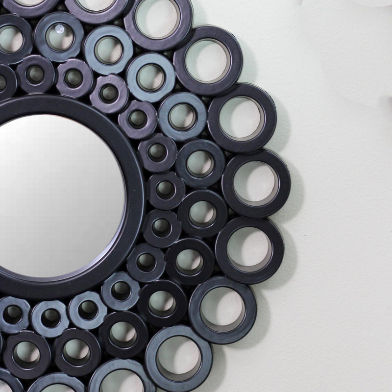 Round Cascading Angular Orbs Mirrors 9.5", Black